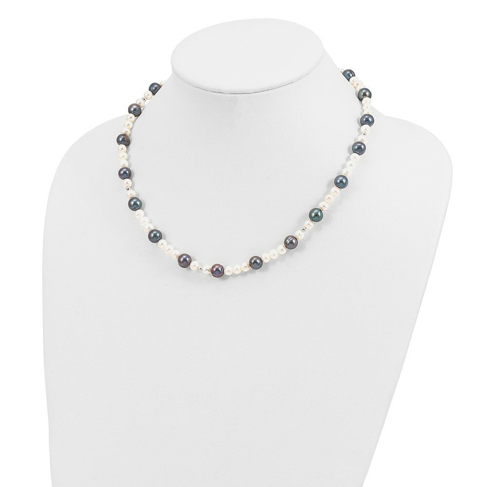 14K White Gold Freshwater Cultured Peacock Pearl W/ Mirror Bead Necklace  length: 18 inches