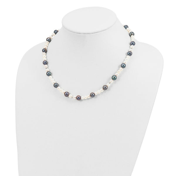 14K White Gold Freshwater Cultured Peacock Pearl W/ Mirror Bead Necklace  length: 18 inches