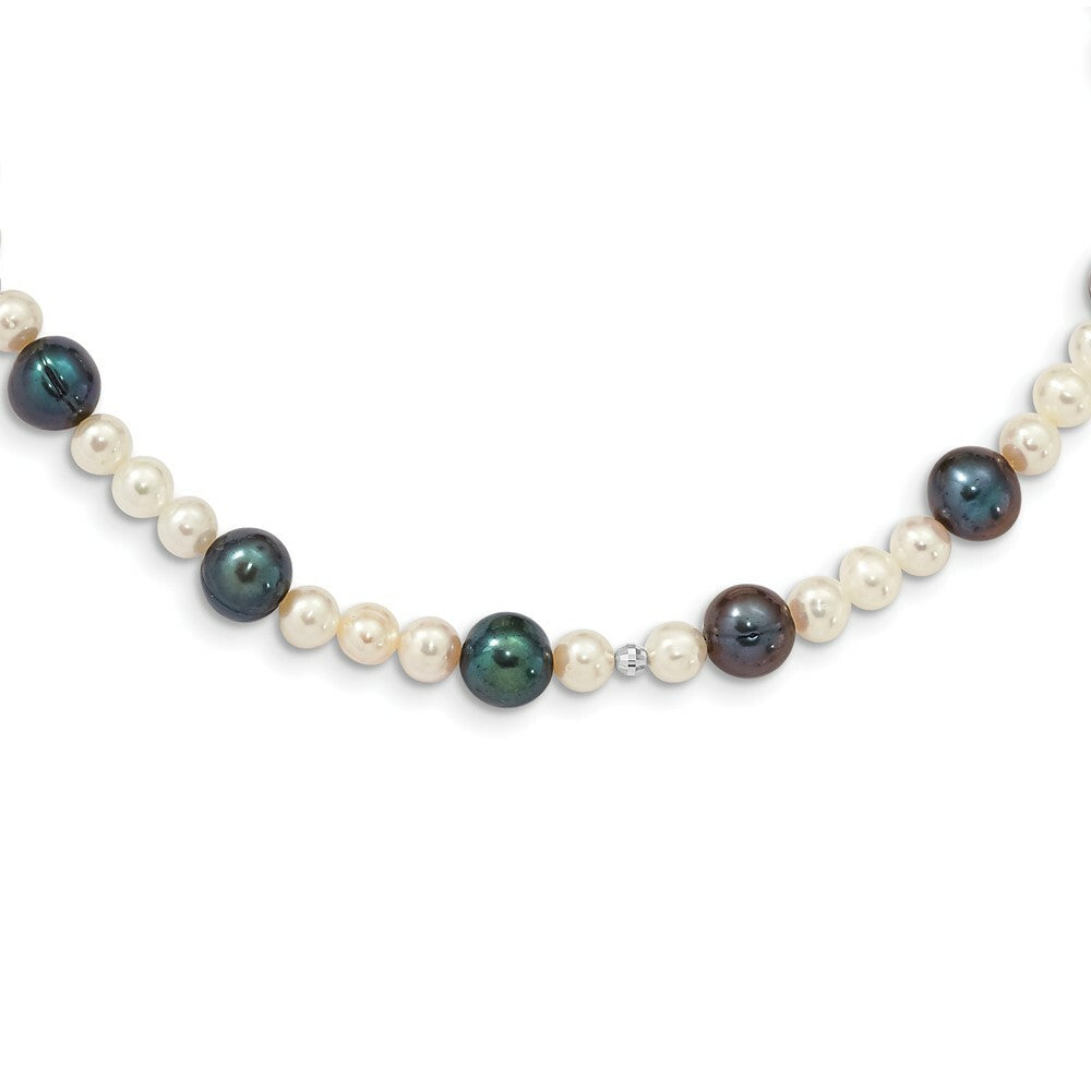14K White Gold Freshwater Cultured Peacock Pearl W/ Mirror Bead Necklace  length: 18 inches