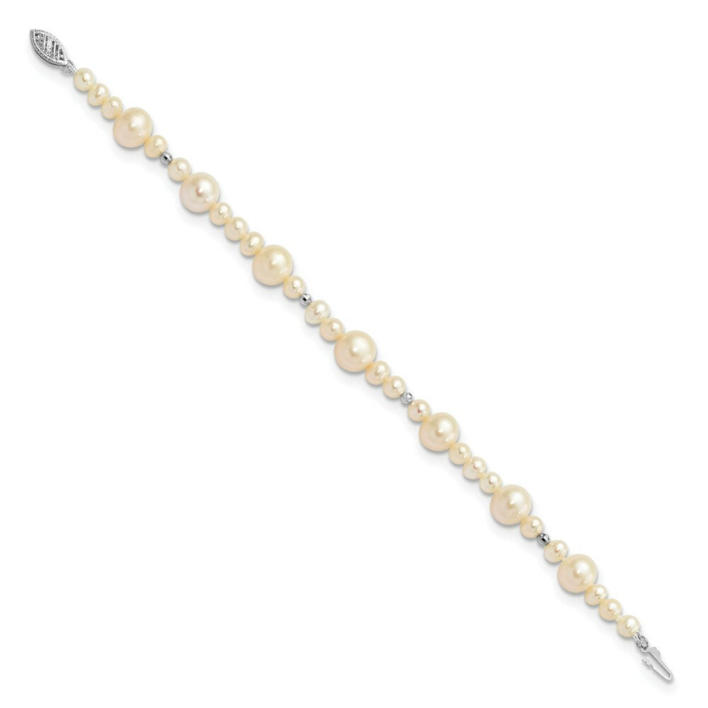 7.5" Length Bracelet 14K White Gold 8.5-9mm FW Cultured Pearl W/Mirror Bead Bracelet