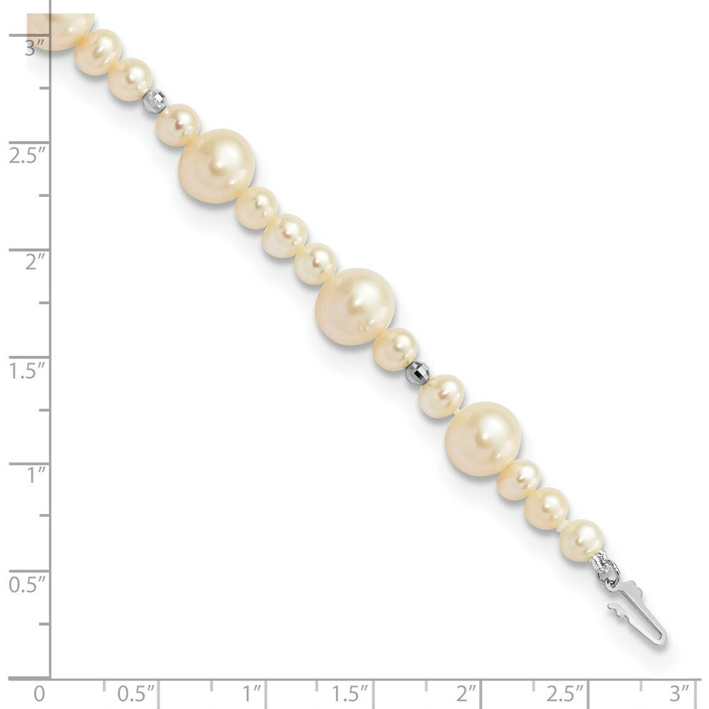 7.5" Length Bracelet 14K White Gold 8.5-9mm FW Cultured Pearl W/Mirror Bead Bracelet