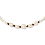 Load image into Gallery viewer, 14K Yellow Gold Fresh Water Cultured Pearl and Faceted Garnet Bead Necklace  length: 18 inches
