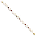 Load image into Gallery viewer, 7.25" Length Bracelet 14K Yellow Gold Fresh Water Cultured Pearl and Faceted Garnet Bead Bracelet
