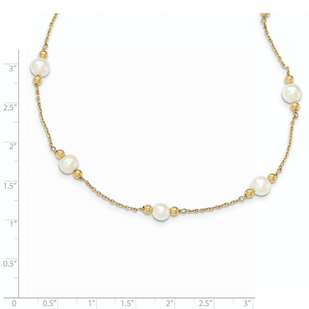 14K Yellow Gold and Fresh Water Cultured Pearl/Bead Necklace  length: 18 inches