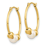Load image into Gallery viewer, 14K Polished Hoop with (5-6mm) Freshwater Cultured Pearl Earrings
