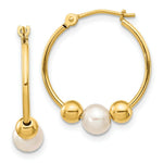 Load image into Gallery viewer, 14K Polished Hoop with (5-6mm) Freshwater Cultured Pearl Earrings
