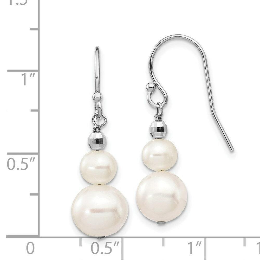 14K White Gold 9-9.5mm Freshwater Cultured Pearl W/Mirror Bead Earrings