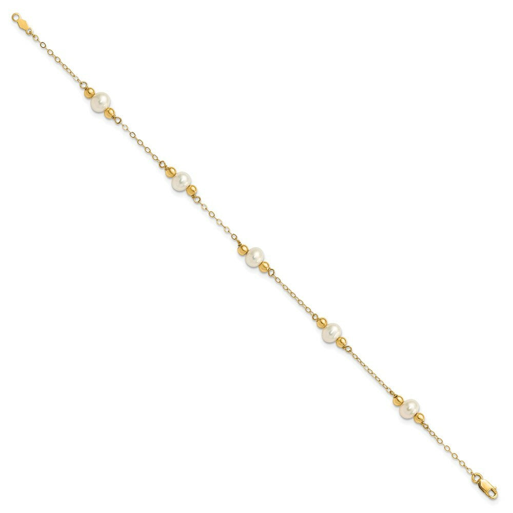 7.5" Length Bracelet 14K Gold and Fresh Water Cultured Pearl/Bead Bracelet