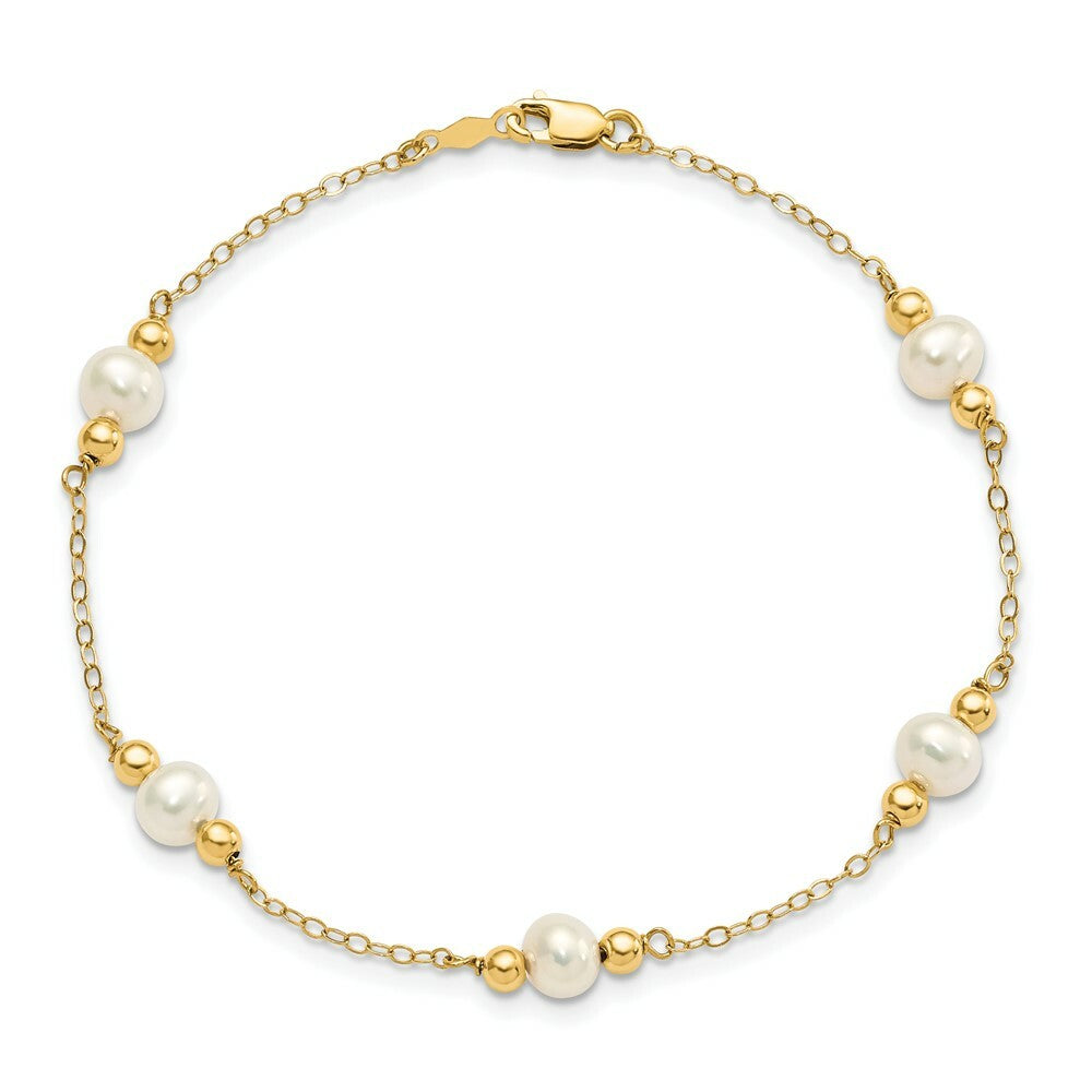 7.5" Length Bracelet 14K Gold and Fresh Water Cultured Pearl/Bead Bracelet