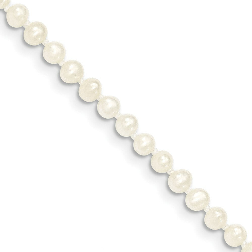 14K Yellow Gold 3-4mm White Freshwater Cultured Pearl Necklace  length: 12 inches