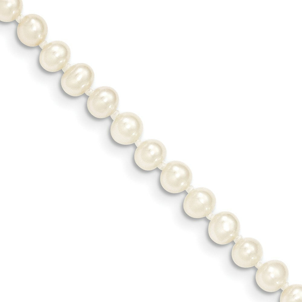 14K Yellow Gold 4-5mm Egg White Freshwater Cultured Pearl Necklace  length: 16 inches