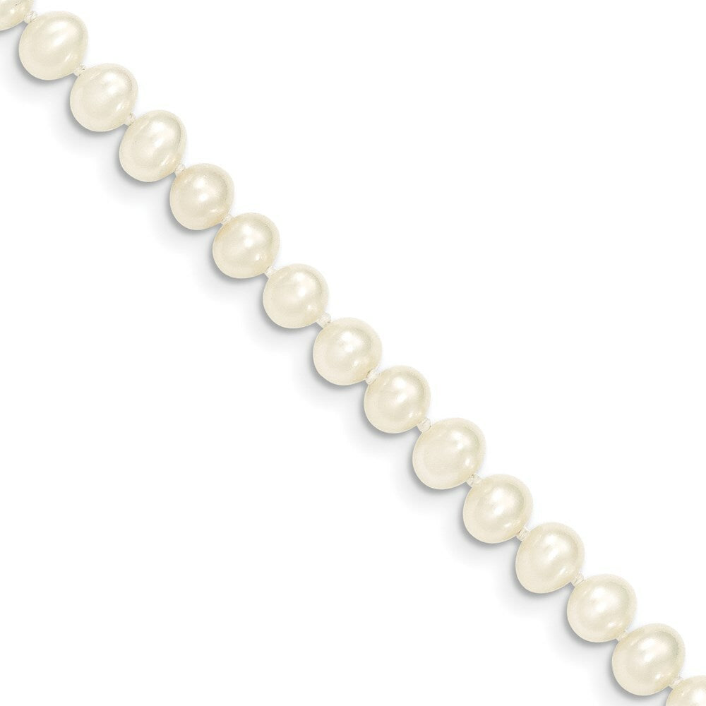 14K Yellow Gold 5-6mm Egg Freshwater Cultured Pearl White Necklace  length: 14 inches