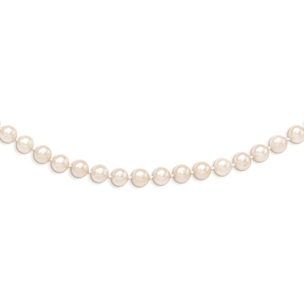 14K Yellow Gold 6-7mm Egg Freshwater Cultured Pearl White Necklace  length: 14 inches