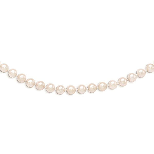 14K Yellow Gold 6-7mm Egg Freshwater Cultured Pearl White Necklace  length: 14 inches