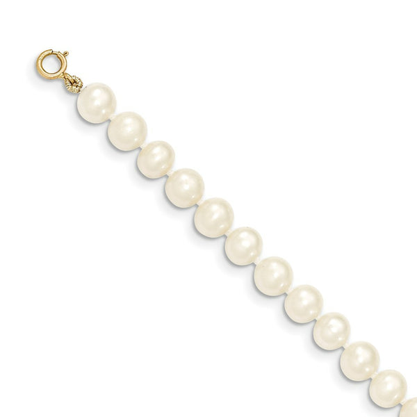 14K Yellow Gold 6-7mm Egg White Freshwater Cultured Pearl Necklace  length: 12 inches