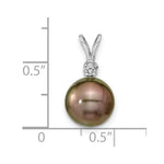 Load image into Gallery viewer, 14k White Gold 9-10mm Black Tahitian Cultured Pearl Diamond Pendant
