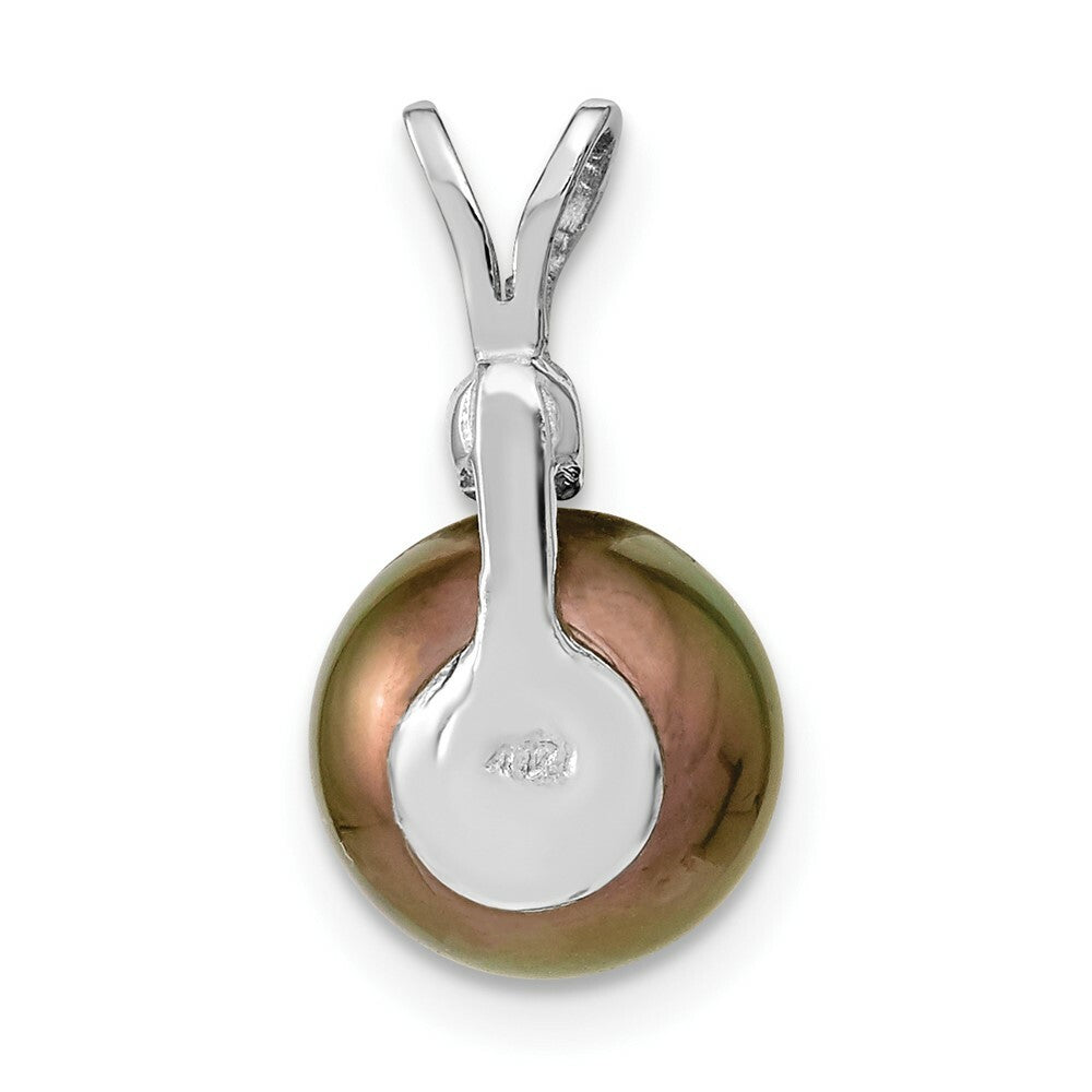 14k White Gold 9-10mm Black Tahitian Cultured Pearl Diamond Pendant
