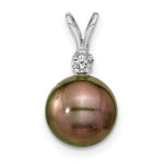 Load image into Gallery viewer, 14k White Gold 9-10mm Black Tahitian Cultured Pearl Diamond Pendant
