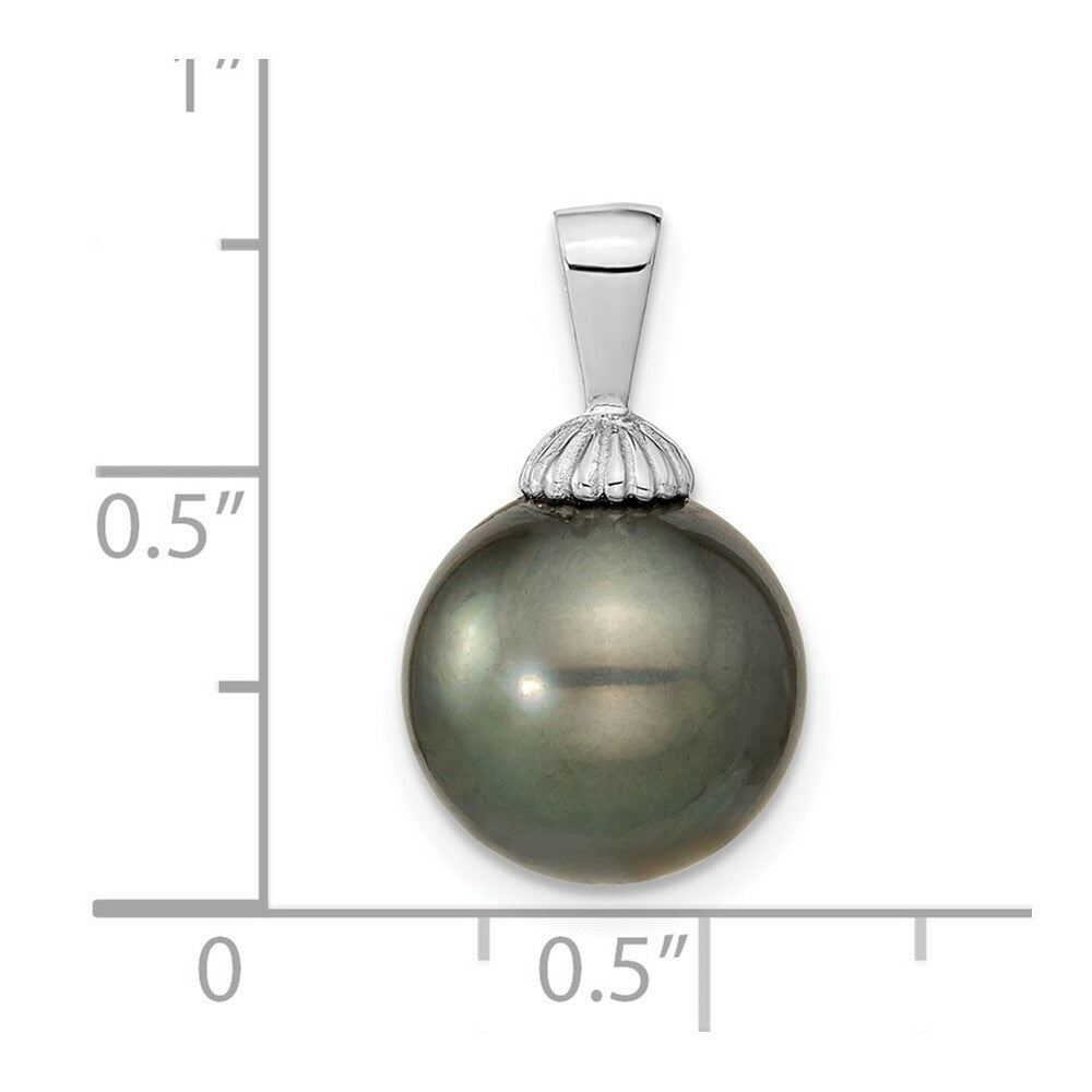 14k White Gold 11-12mm Black Tahitian Cultured Pearl Pendant