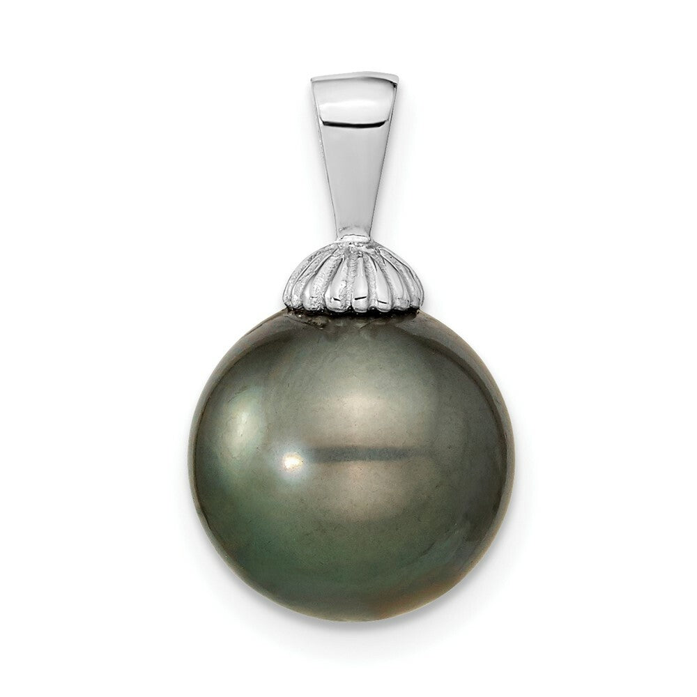 14k White Gold 11-12mm Black Tahitian Cultured Pearl Pendant