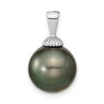 Load image into Gallery viewer, 14k White Gold 11-12mm Black Tahitian Cultured Pearl Pendant
