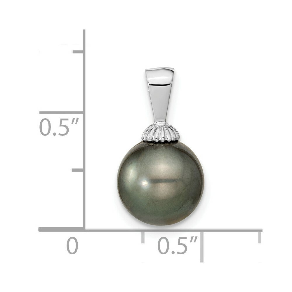 14k White Gold 9-10mm Black Tahitian Cultured Pearl Pendant