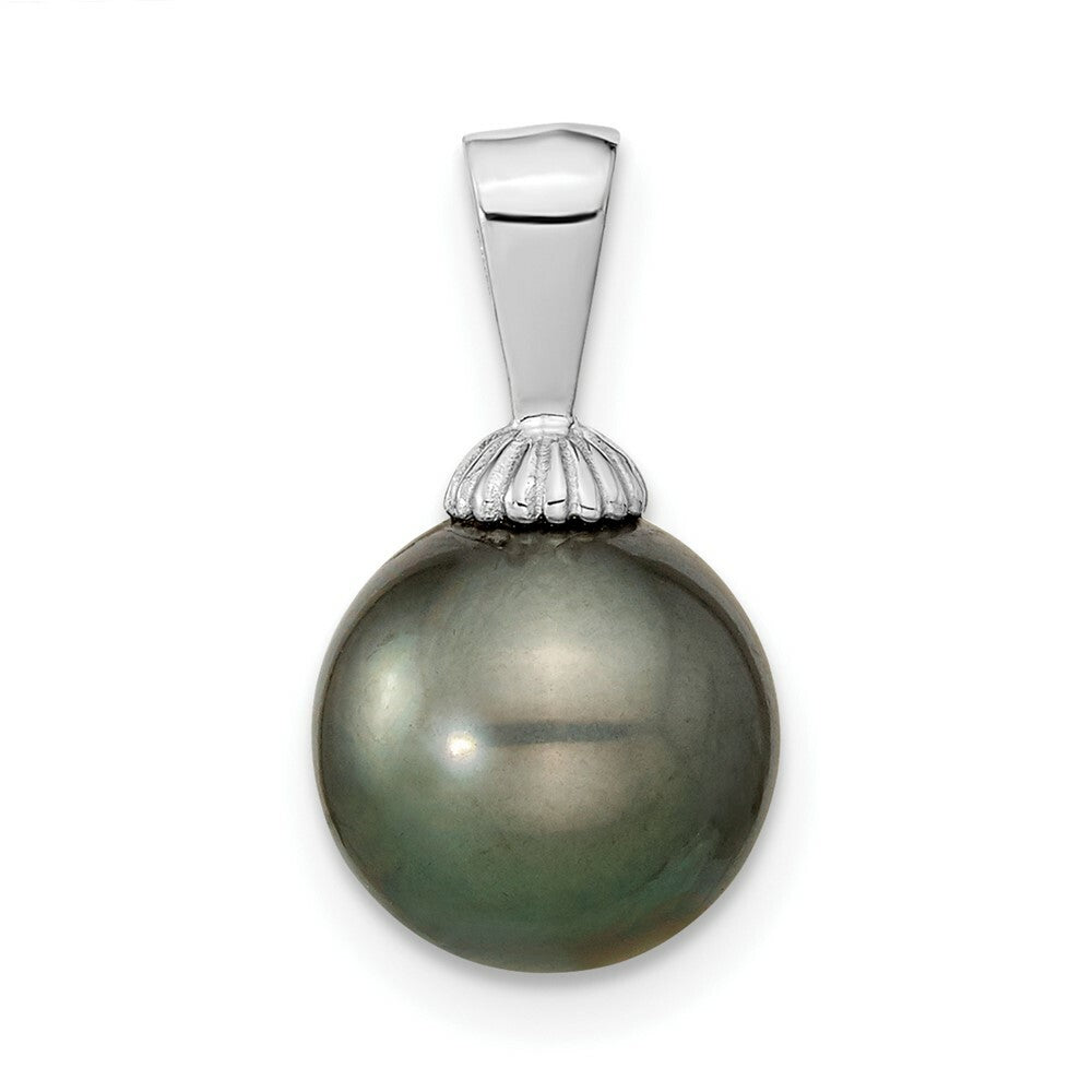 14k White Gold 9-10mm Black Tahitian Cultured Pearl Pendant