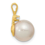 Load image into Gallery viewer, 14k Yellow Gold 9-10mm Round White South Sea Cultured Pearl Diamond Pendant
