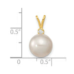 Load image into Gallery viewer, 14k Yellow Gold 9-10mm Round White South Sea Cultured Pearl Diamond Pendant
