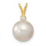 Load image into Gallery viewer, 14k Yellow Gold 9-10mm Round White South Sea Cultured Pearl Diamond Pendant
