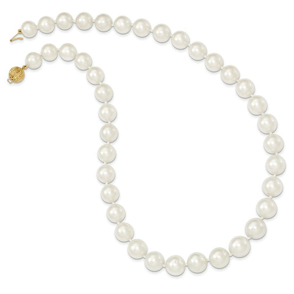 14K Yellow Gold 9.5-12mm Round White South Sea Cultured Pearl Graduate Necklace  length: 18 inches
