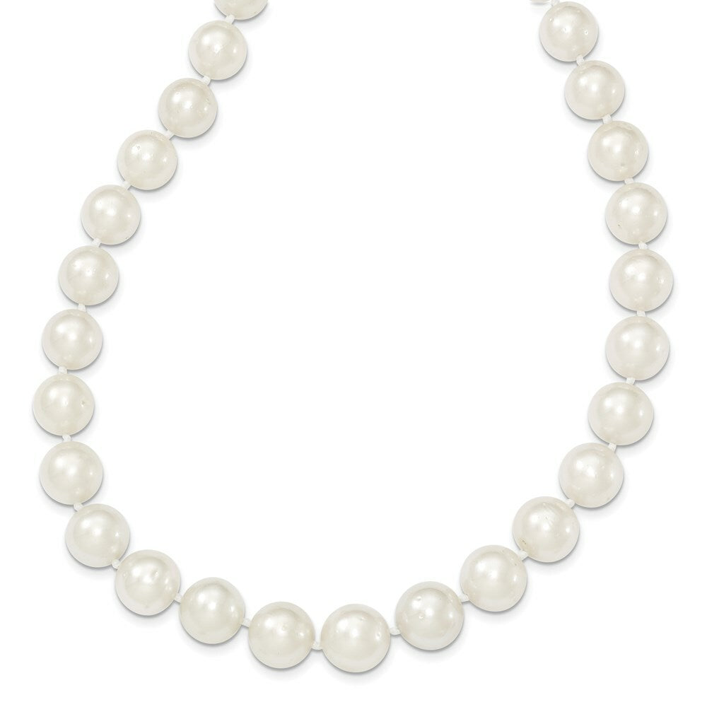 14K Yellow Gold 9.5-12mm Round White South Sea Cultured Pearl Graduate Necklace  length: 18 inches