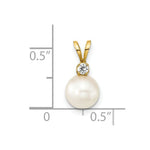 Load image into Gallery viewer, 14k Yellow Gold 7-8mm Round White Saltwater Akoya Cultured Pearl Diamond Pendant
