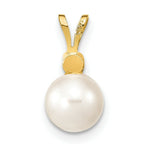 Load image into Gallery viewer, 14k Yellow Gold 7-8mm Round White Saltwater Akoya Cultured Pearl Diamond Pendant

