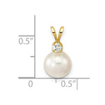 Load image into Gallery viewer, 14k Yellow Gold 8-9mm Round White Saltwater Akoya Cultured Pearl Diamond Pendant
