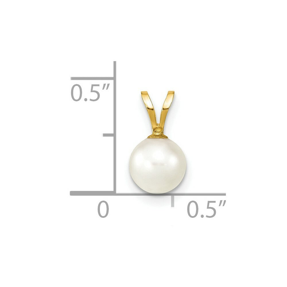 14K Yellow Gold 6-7mm White Saltwater Akoya Cultured Pearl Pendant