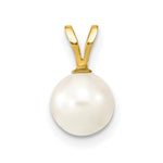 Load image into Gallery viewer, 14K Yellow Gold 7-8mm Round White Saltwater Akoya Cultured Pearl Pendant
