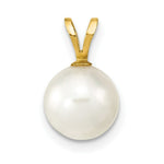 Load image into Gallery viewer, 14k Yellow Gold 8-9mm Round White Saltwater Akoya Cultured Pearl Pendant
