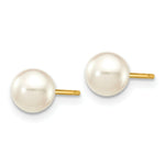 Load image into Gallery viewer, 14K Yellow Gold 5-6mm Round White Saltwater Akoya Cultured Pearl Post Earrings
