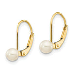 Load image into Gallery viewer, 14K Yellow Gold 4-5mm White Freshwater Cultured Pearl Leverback Earrings
