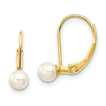 Load image into Gallery viewer, 14K Yellow Gold 4-5mm White Freshwater Cultured Pearl Leverback Earrings
