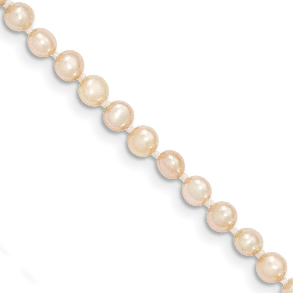 14K Yellow Gold 3-4mm Egg Pink Freshwater Cultured Pearl Girls Bracelet  length: 4 inches