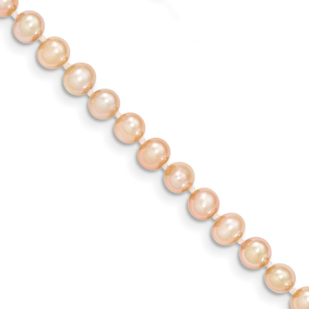 14K Yellow Gold 4-5mm Egg Pink Freshwater Cultured Pearl Necklace  length: 12 inches