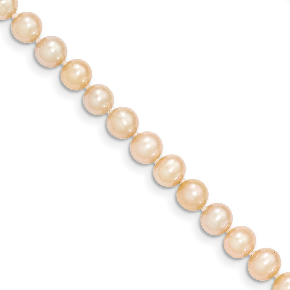 14K Yellow Gold 5-6mm Egg Pink Freshwater Cultured Pearl Necklace  length: 16 inches