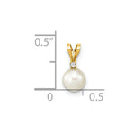 Load image into Gallery viewer, 14K Yellow Gold 5-6mm Round White Freshwater Cultured Pearl Diamond Pendant
