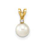 Load image into Gallery viewer, 14K Yellow Gold 5-6mm Round White Freshwater Cultured Pearl Diamond Pendant
