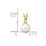 Load image into Gallery viewer, 14k Yellow Gold 6-7mm Round White Freshwater Cultured Pearl Diamond Pendant
