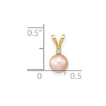 Load image into Gallery viewer, 14K Yellow Gold 5-6mm Round Pink Freshwater Cultured Pearl Diamond Pendant
