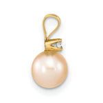Load image into Gallery viewer, 14k Yellow Gold 6-7mm Round Pink Freshwater Cultured Pearl Diamond Pendant

