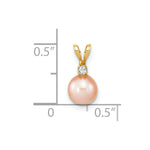 Load image into Gallery viewer, 14k Yellow Gold 6-7mm Round Pink Freshwater Cultured Pearl Diamond Pendant
